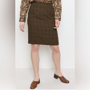 Haute De Gamme Brown Plaid Pencil Skirt Size 12